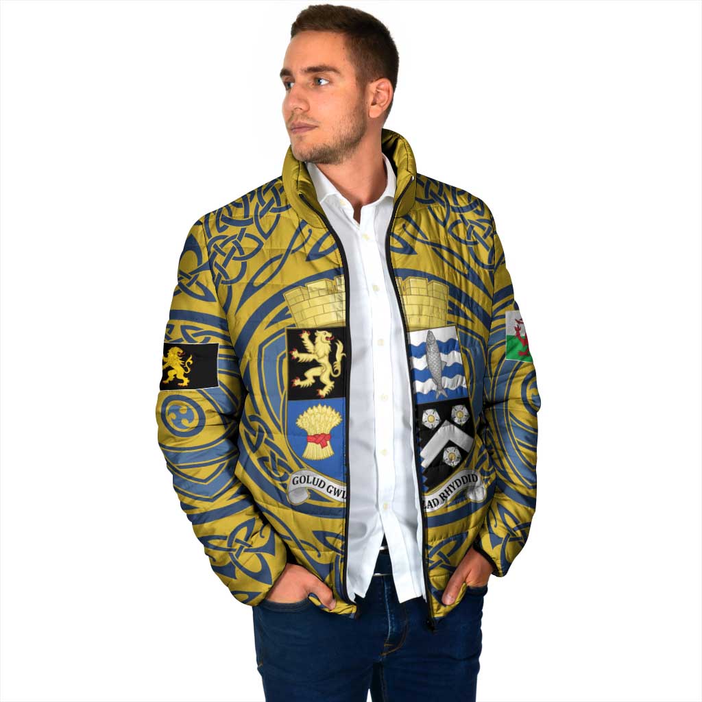 Personalized Cardiganshire Wales Padded Jacket Ceredigion Coat of Arms Celtic Design - Wonder Print Shop