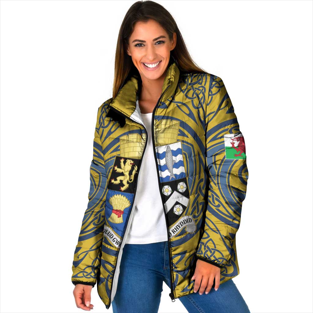 Personalized Cardiganshire Wales Padded Jacket Ceredigion Coat of Arms Celtic Design - Wonder Print Shop