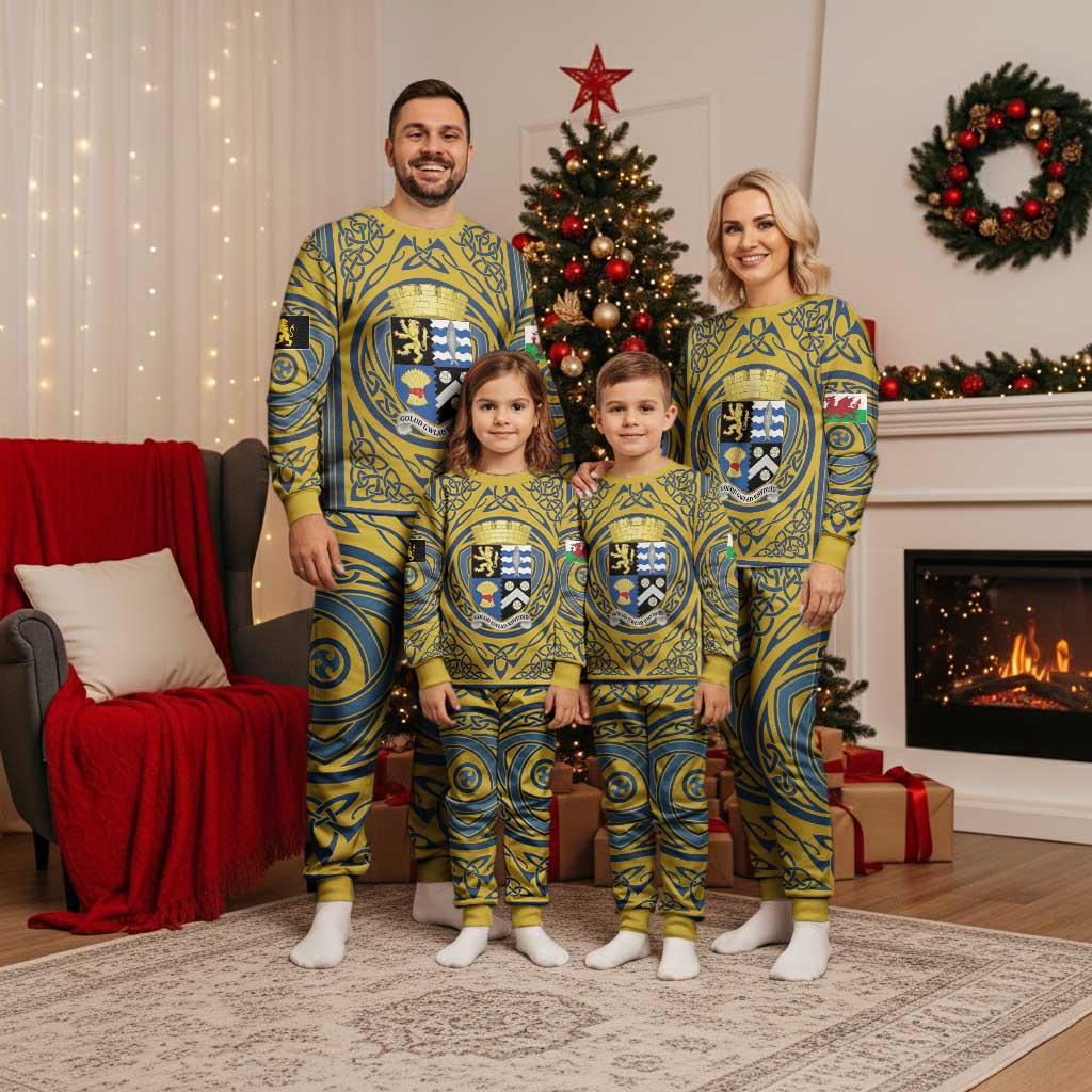 Personalized Cardiganshire Wales Christmas Pajama Set Ceredigion Coat of Arms Celtic Design - Wonder Print Shop