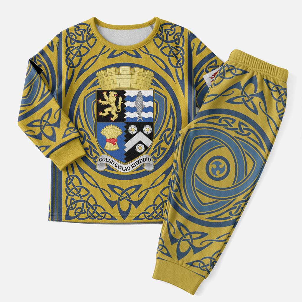 Personalized Cardiganshire Wales Christmas Pajama Set Ceredigion Coat of Arms Celtic Design - Wonder Print Shop
