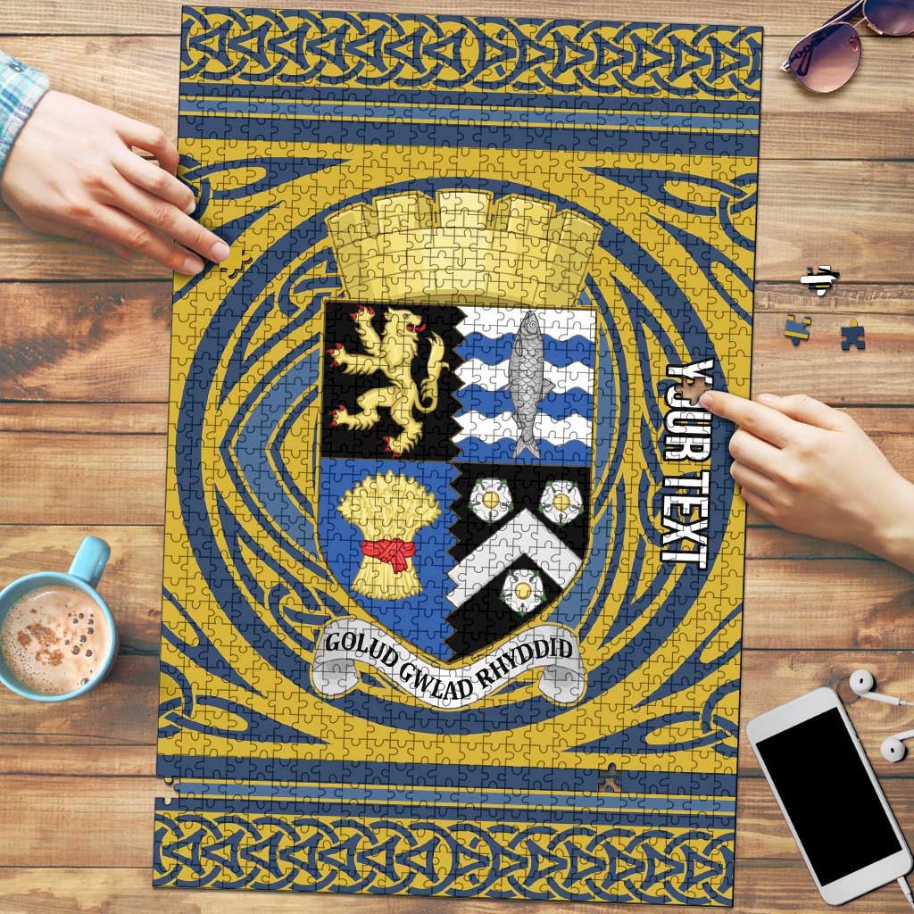Personalized Cardiganshire Wales Puzzle Ceredigion Coat of Arms Celtic Design - Wonder Print Shop