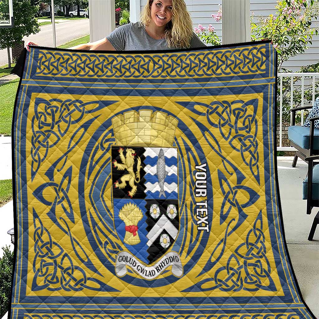 Personalized Cardiganshire Wales Quilt Ceredigion Coat of Arms Celtic Design - Wonder Print Shop