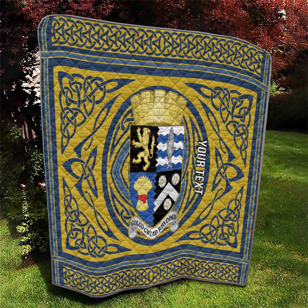Personalized Cardiganshire Wales Quilt Ceredigion Coat of Arms Celtic Design - Wonder Print Shop