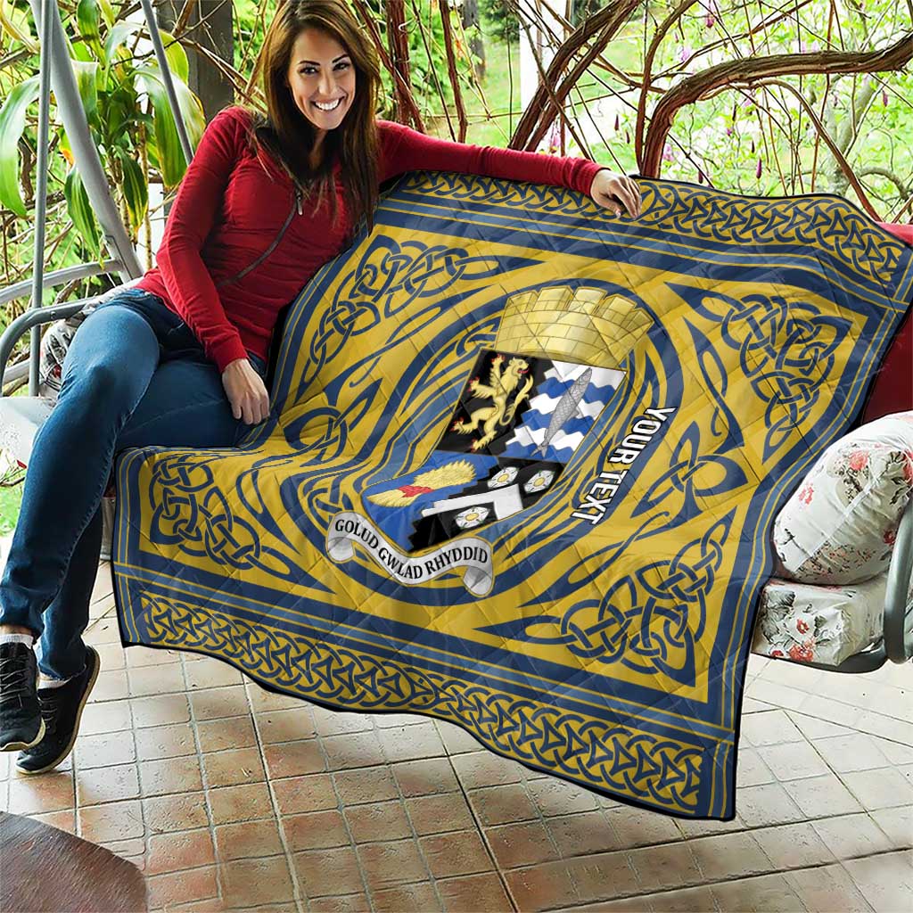 Personalized Cardiganshire Wales Quilt Ceredigion Coat of Arms Celtic Design - Wonder Print Shop