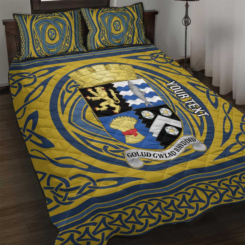 Personalized Cardiganshire Wales Quilt Bed Set Ceredigion Coat of Arms Celtic Design - Wonder Print Shop