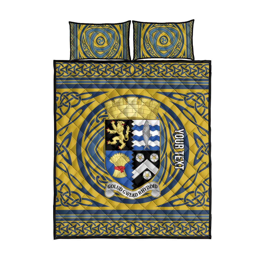 Personalized Cardiganshire Wales Quilt Bed Set Ceredigion Coat of Arms Celtic Design - Wonder Print Shop