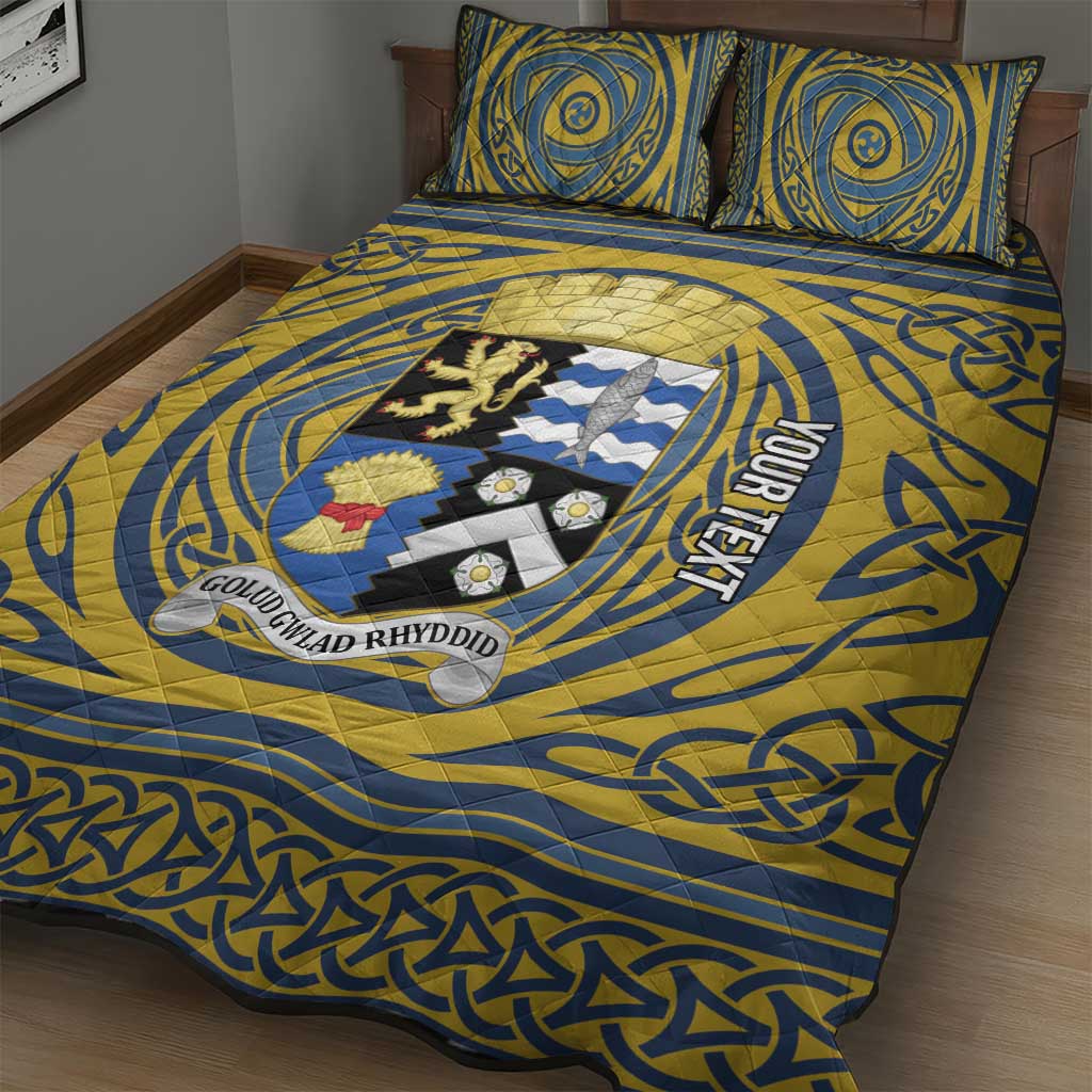 Personalized Cardiganshire Wales Quilt Bed Set Ceredigion Coat of Arms Celtic Design - Wonder Print Shop