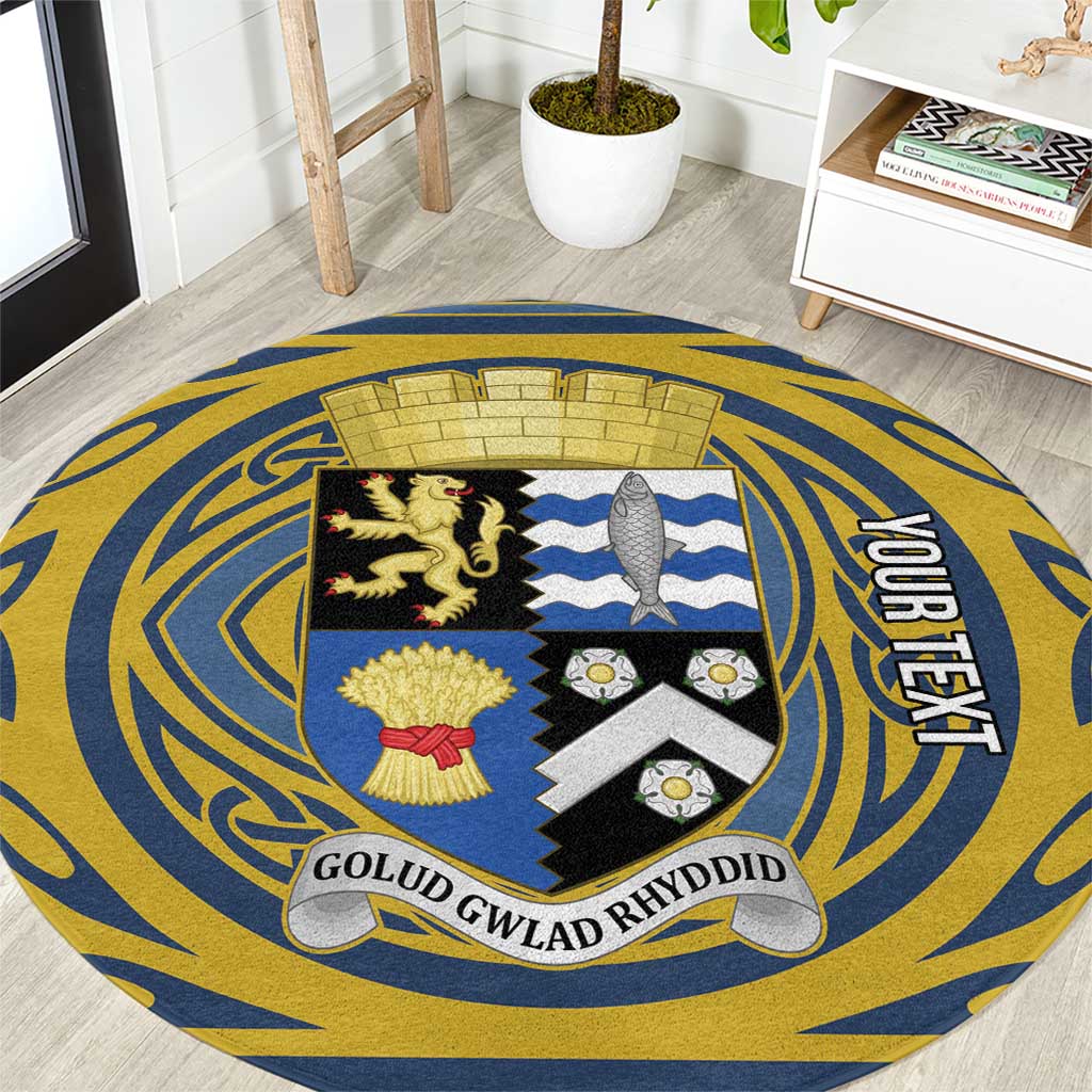 Personalized Cardiganshire Wales Round Carpet Ceredigion Coat of Arms Celtic Design - Wonder Print Shop