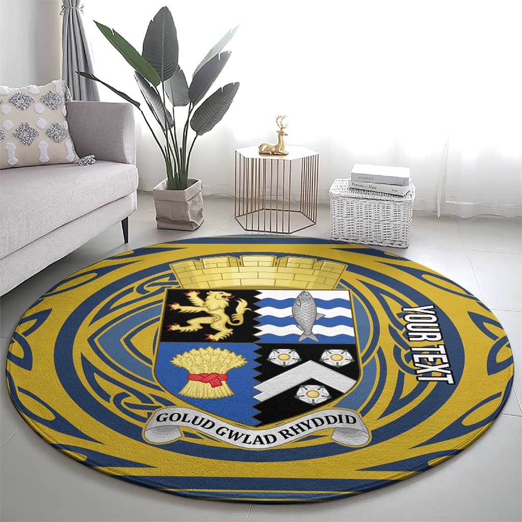 Personalized Cardiganshire Wales Round Carpet Ceredigion Coat of Arms Celtic Design - Wonder Print Shop