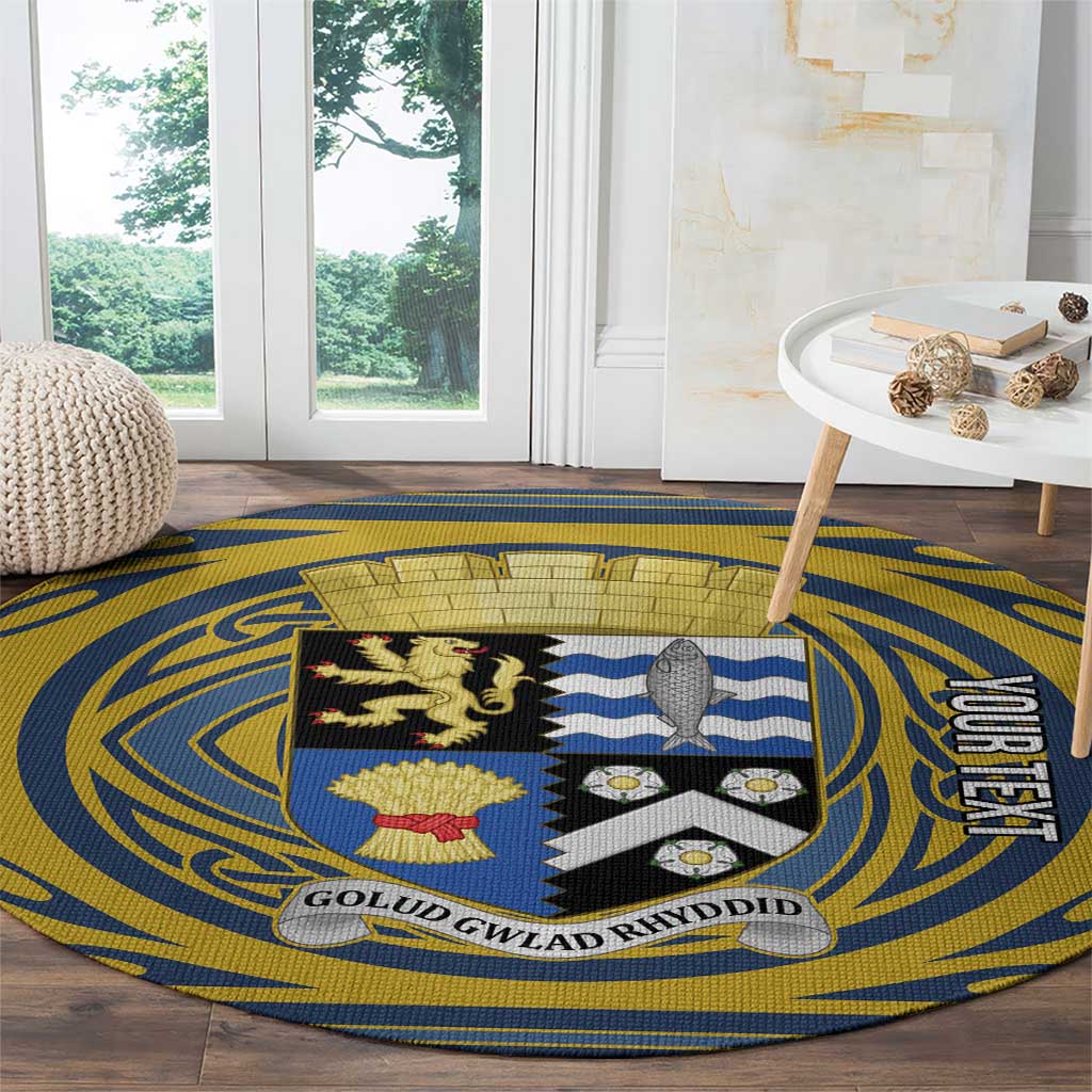 Personalized Cardiganshire Wales Round Carpet Ceredigion Coat of Arms Celtic Design - Wonder Print Shop