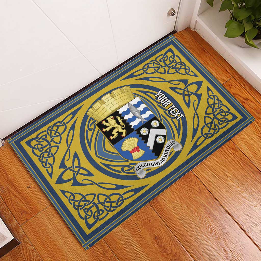 Personalized Cardiganshire Wales Rubber Doormat Ceredigion Coat of Arms Celtic Design - Wonder Print Shop