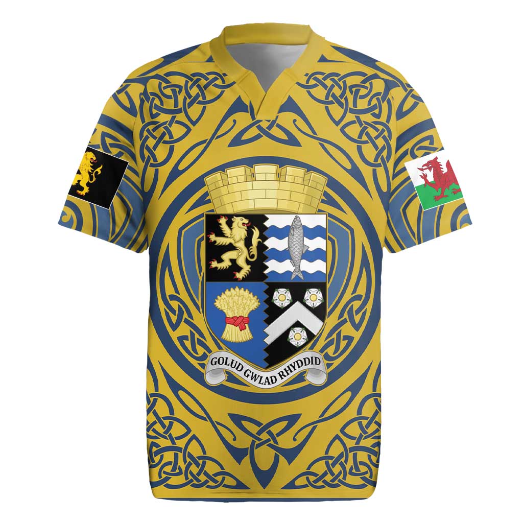 Personalized Cardiganshire Wales Rugby Jersey Ceredigion Coat of Arms Celtic Design - Wonder Print Shop