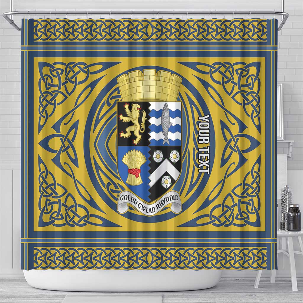 Personalized Cardiganshire Wales Shower Curtain Ceredigion Coat of Arms Celtic Design - Wonder Print Shop