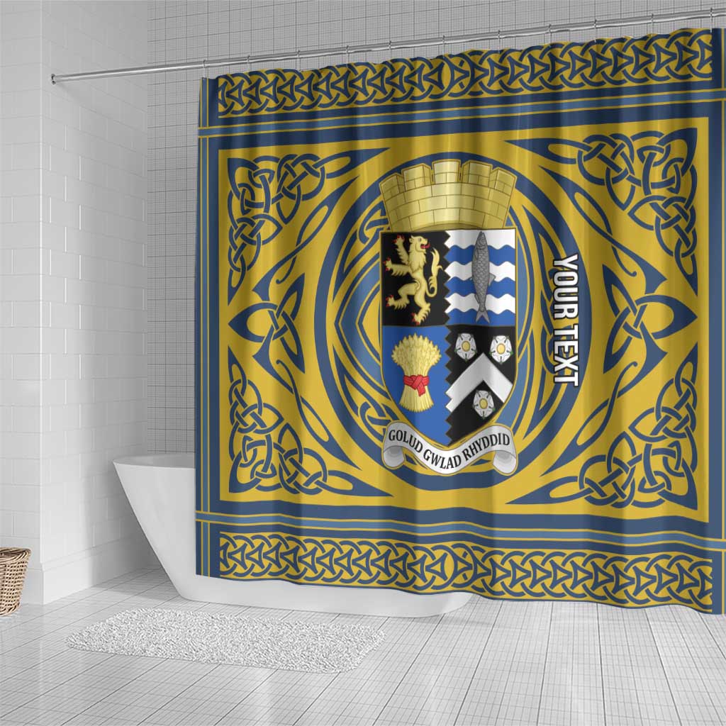 Personalized Cardiganshire Wales Shower Curtain Ceredigion Coat of Arms Celtic Design - Wonder Print Shop