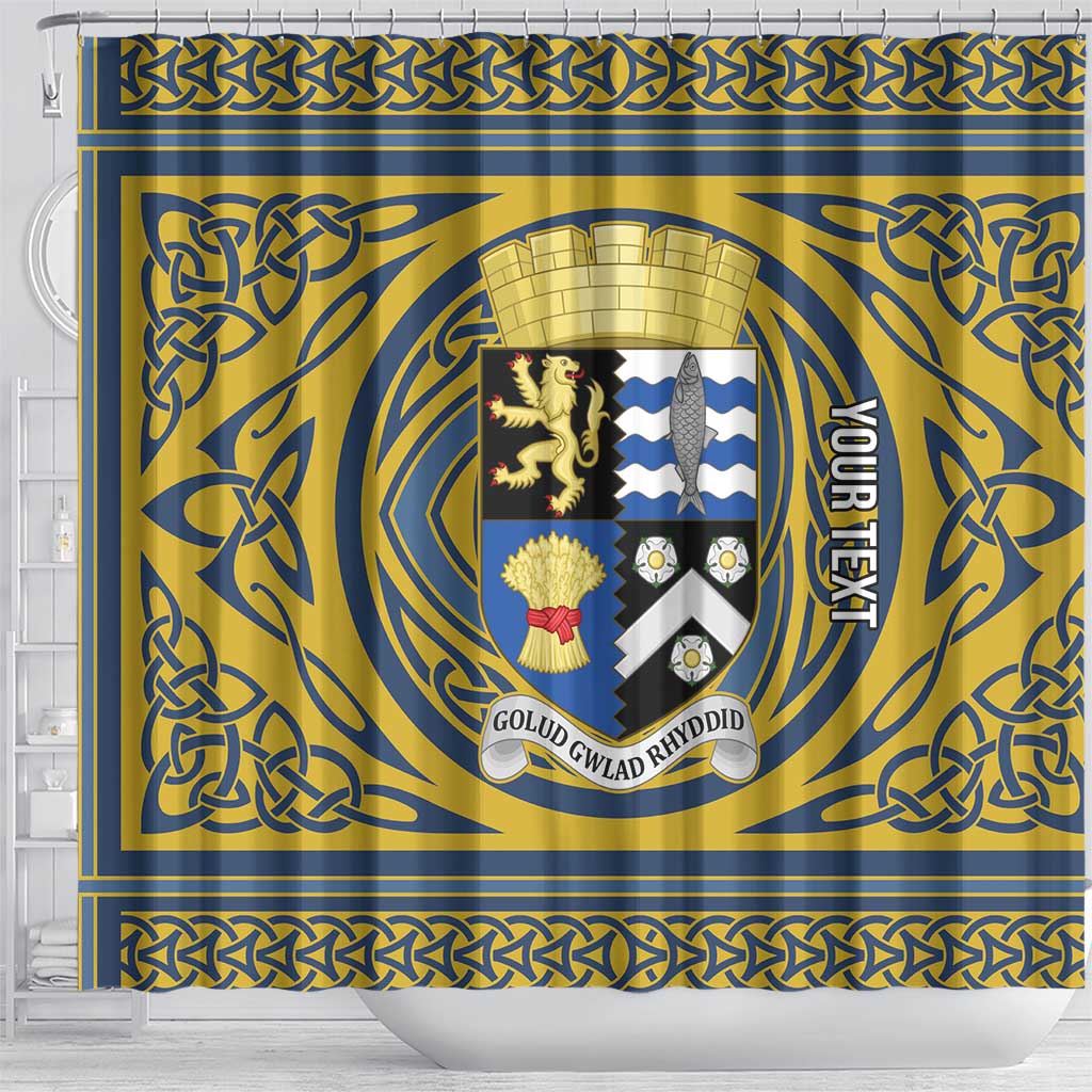 Personalized Cardiganshire Wales Shower Curtain Ceredigion Coat of Arms Celtic Design - Wonder Print Shop