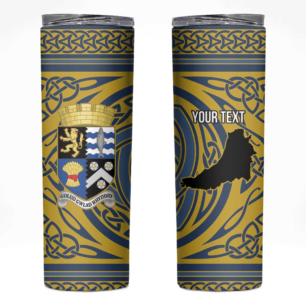 Personalized Cardiganshire Wales Skinny Tumbler Ceredigion Coat of Arms Celtic Design - Wonder Print Shop