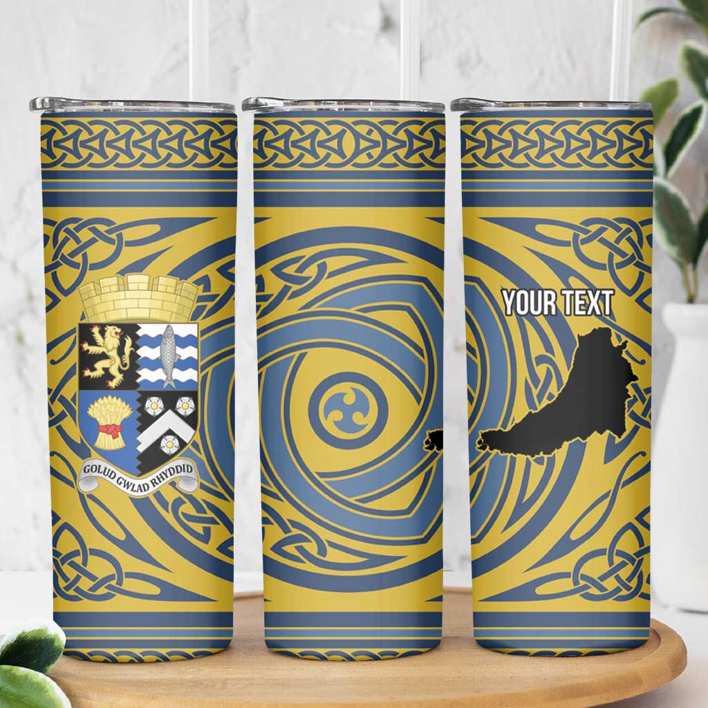 Personalized Cardiganshire Wales Skinny Tumbler Ceredigion Coat of Arms Celtic Design - Wonder Print Shop