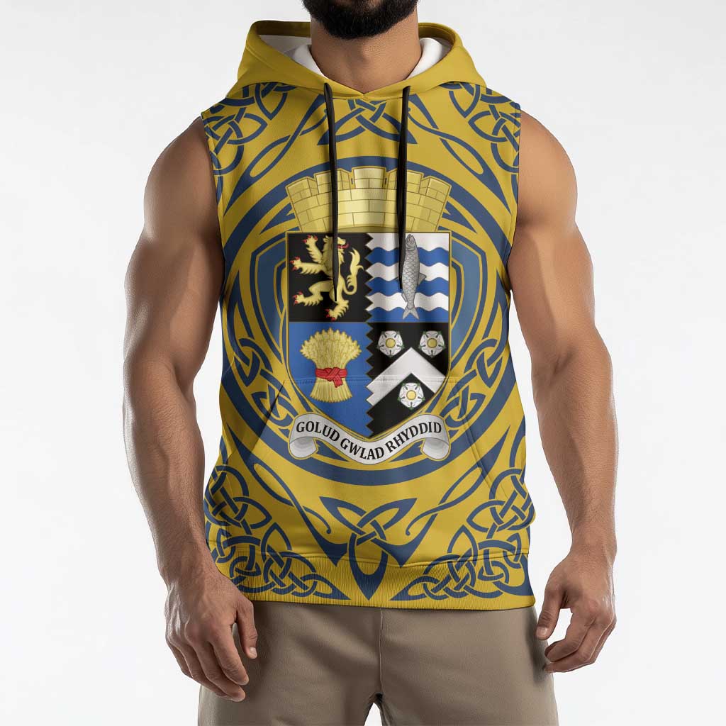 Personalized Cardiganshire Wales Sleeveless Hoodie Ceredigion Coat of Arms Celtic Design - Wonder Print Shop