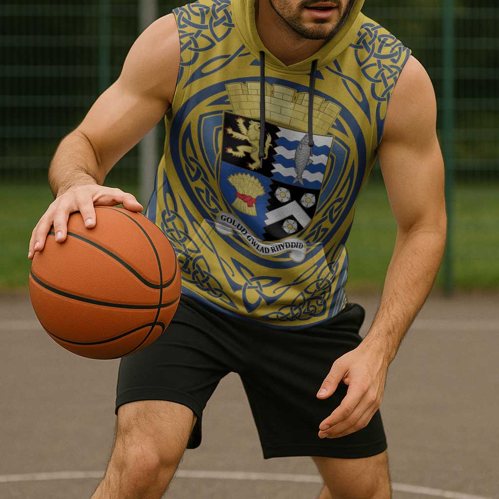 Personalized Cardiganshire Wales Sleeveless Hoodie Ceredigion Coat of Arms Celtic Design - Wonder Print Shop