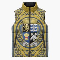 Personalized Cardiganshire Wales Sleeveless Puffer Jacket Ceredigion Coat of Arms Celtic Design - Wonder Print Shop