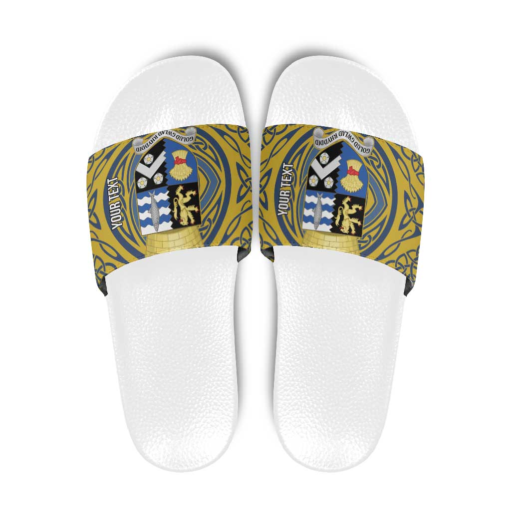 Personalized Cardiganshire Wales Slide Sandals Ceredigion Coat of Arms Celtic Design - Wonder Print Shop