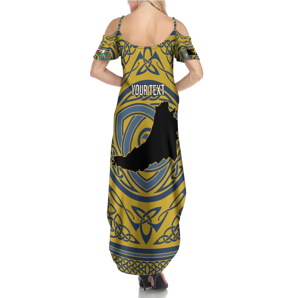 Personalized Cardiganshire Wales Summer Maxi Dress Ceredigion Coat of Arms Celtic Design - Wonder Print Shop