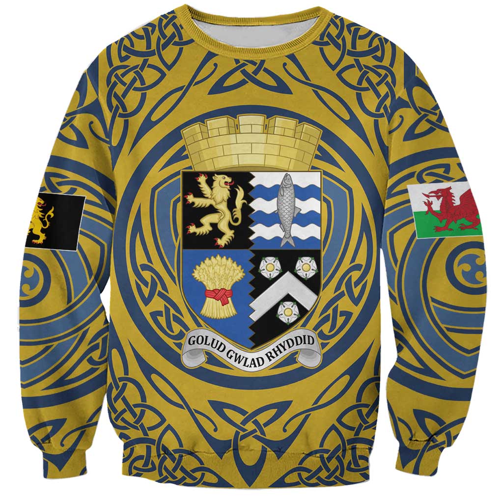 Personalized Cardiganshire Wales Sweatshirt Ceredigion Coat of Arms Celtic Design - Wonder Print Shop