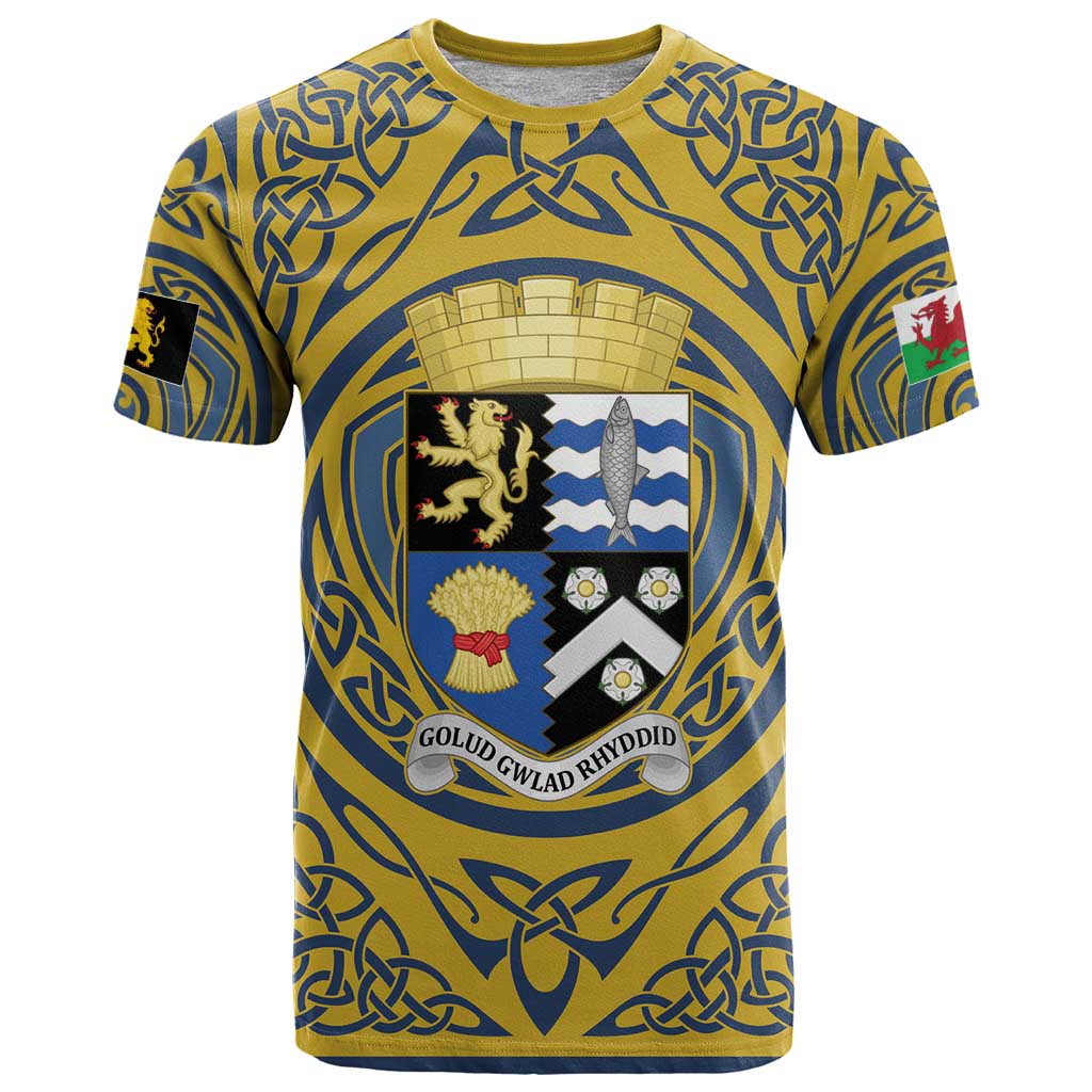 Personalized Cardiganshire Wales T Shirt Ceredigion Coat of Arms Celtic Design - Wonder Print Shop