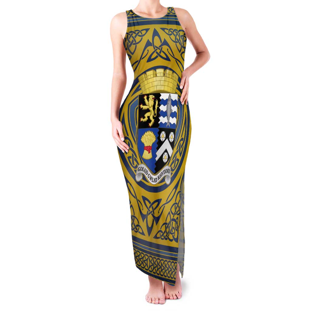Personalized Cardiganshire Wales Tank Maxi Dress Ceredigion Coat of Arms Celtic Design - Wonder Print Shop