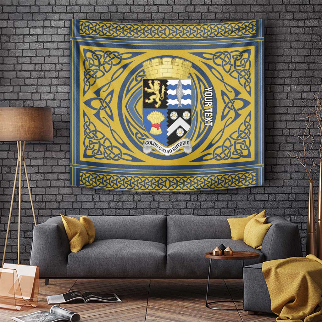Personalized Cardiganshire Wales Tapestry Ceredigion Coat of Arms Celtic Design - Wonder Print Shop