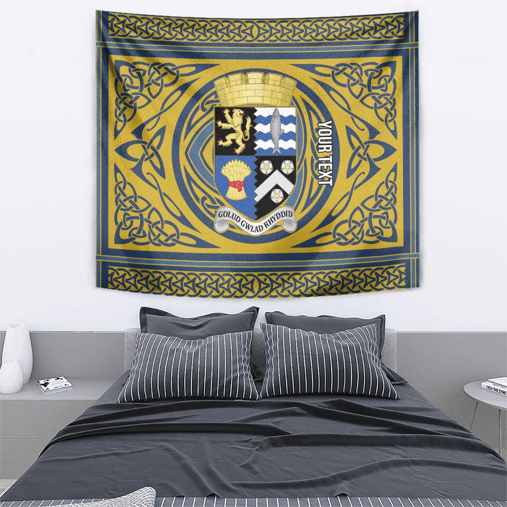 Personalized Cardiganshire Wales Tapestry Ceredigion Coat of Arms Celtic Design - Wonder Print Shop