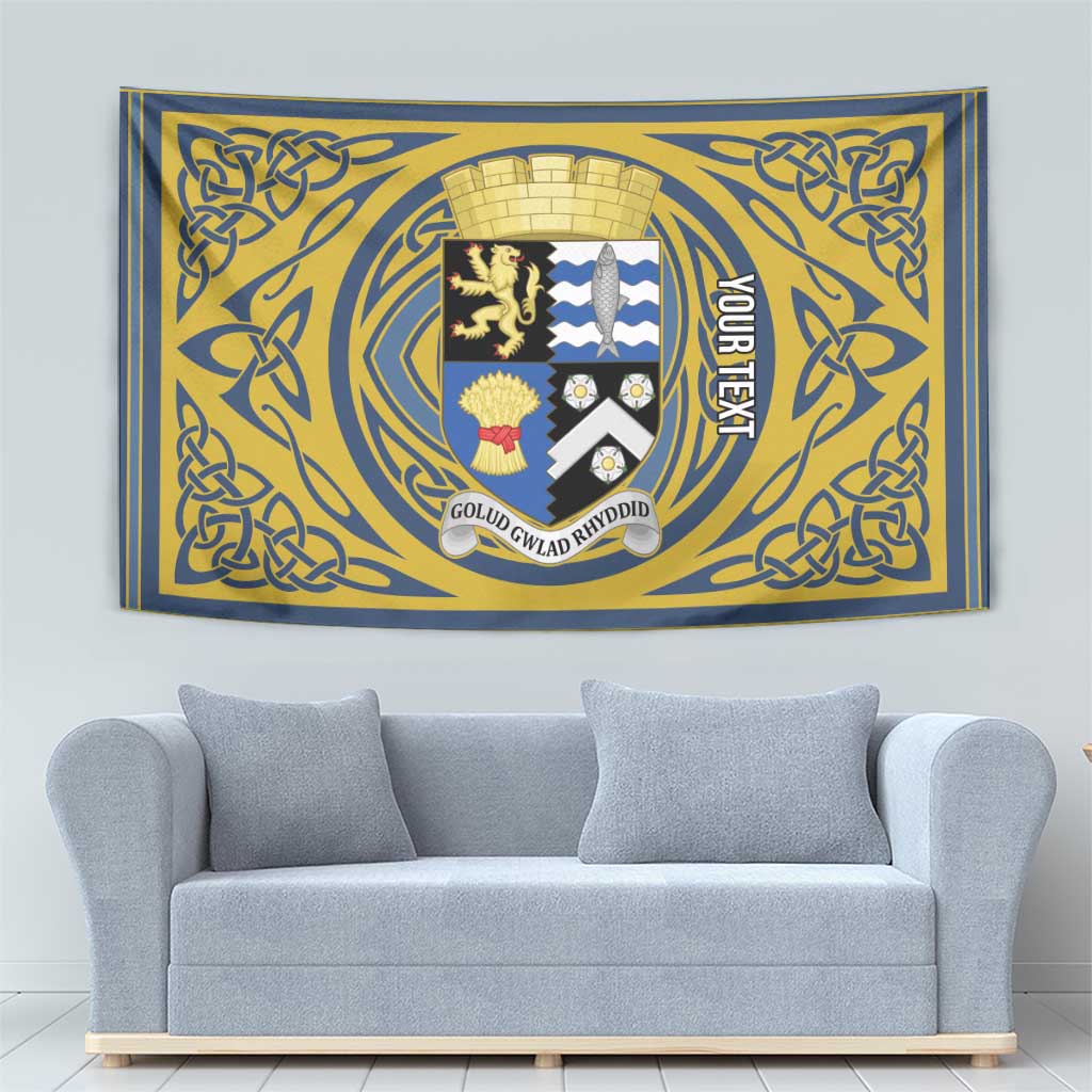 Personalized Cardiganshire Wales Tapestry Ceredigion Coat of Arms Celtic Design - Wonder Print Shop