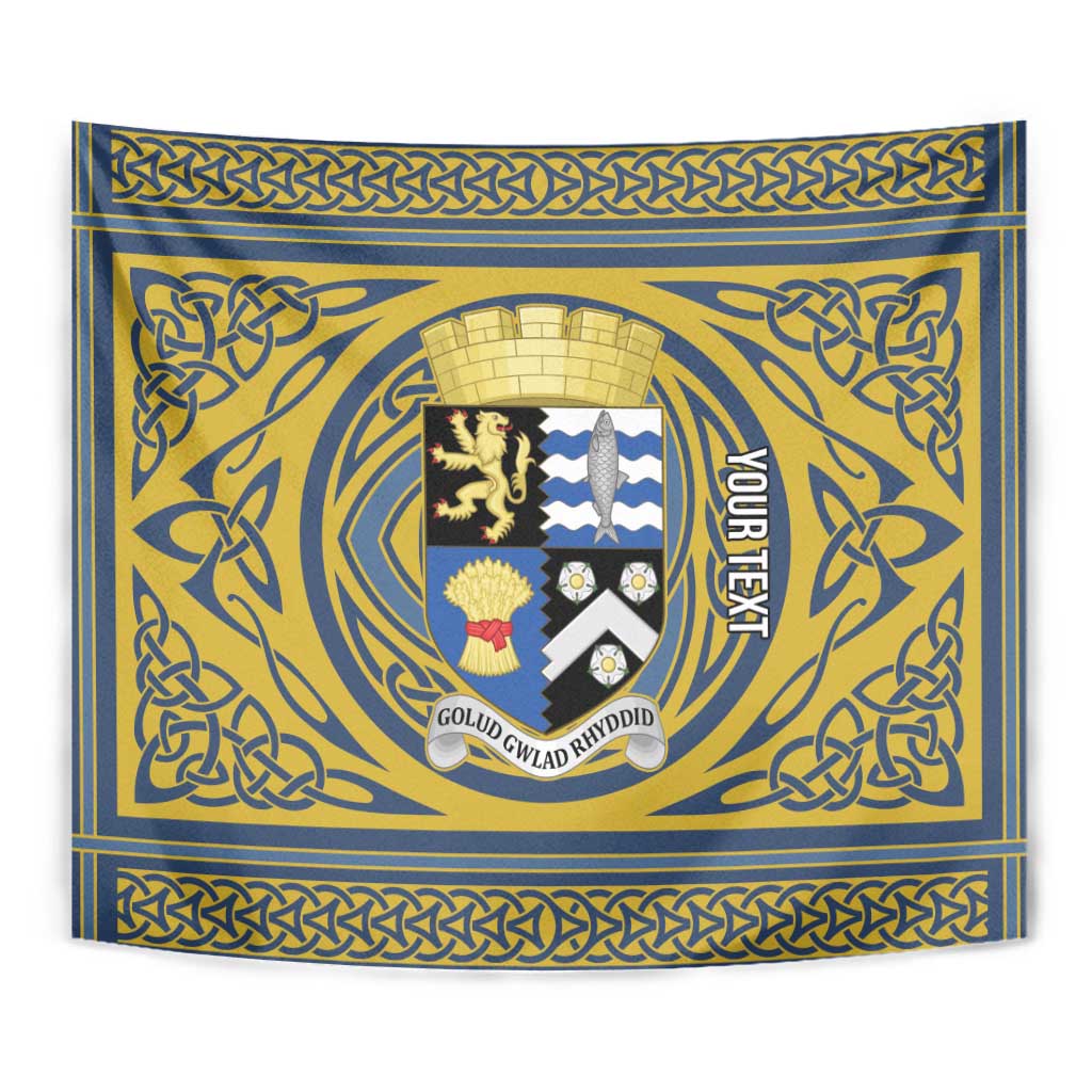 Personalized Cardiganshire Wales Tapestry Ceredigion Coat of Arms Celtic Design - Wonder Print Shop