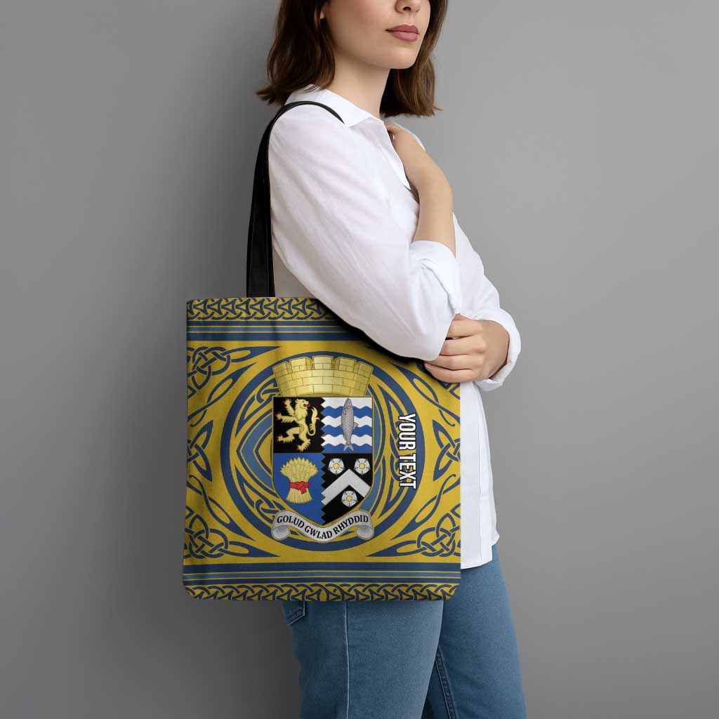 Personalized Cardiganshire Wales Tote Bag Ceredigion Coat of Arms Celtic Design - Wonder Print Shop