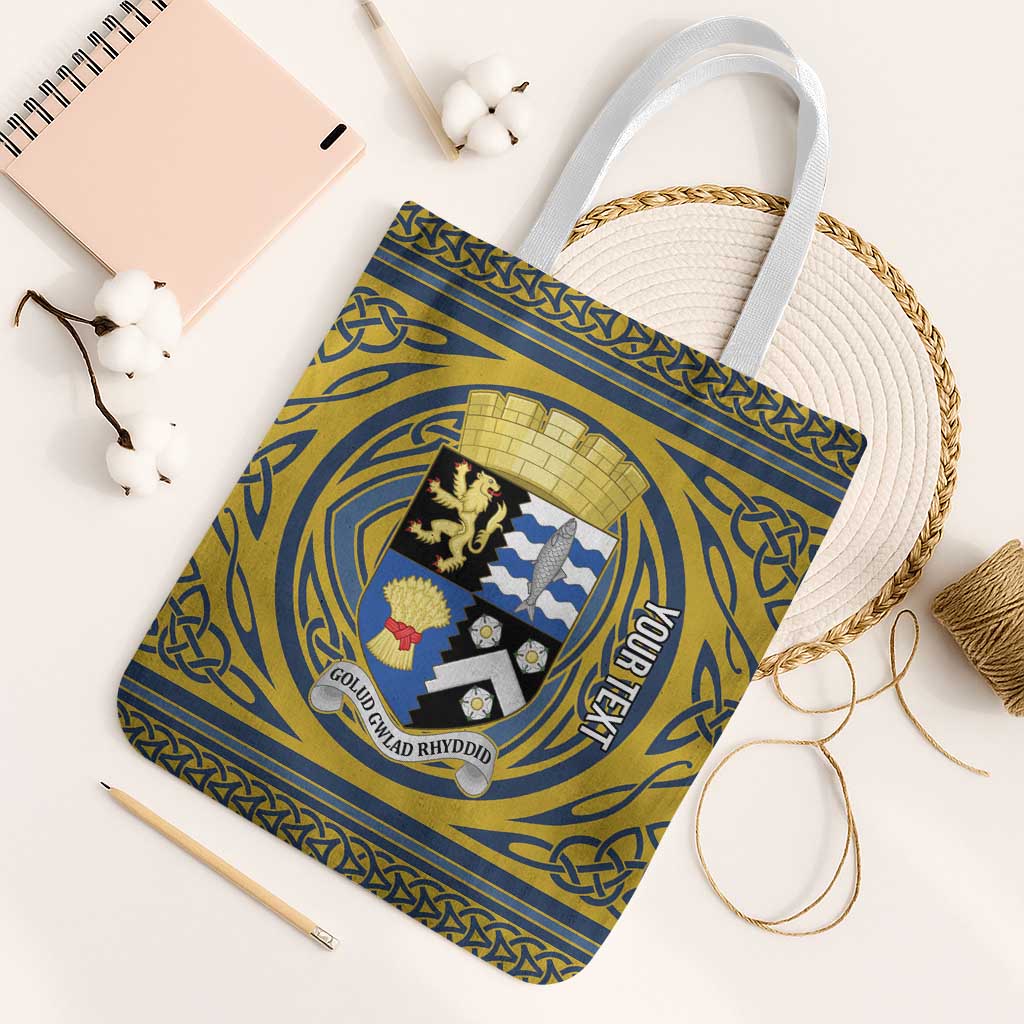 Personalized Cardiganshire Wales Tote Bag Ceredigion Coat of Arms Celtic Design - Wonder Print Shop