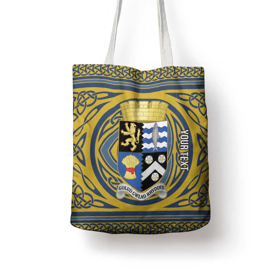 Personalized Cardiganshire Wales Tote Bag Ceredigion Coat of Arms Celtic Design - Wonder Print Shop