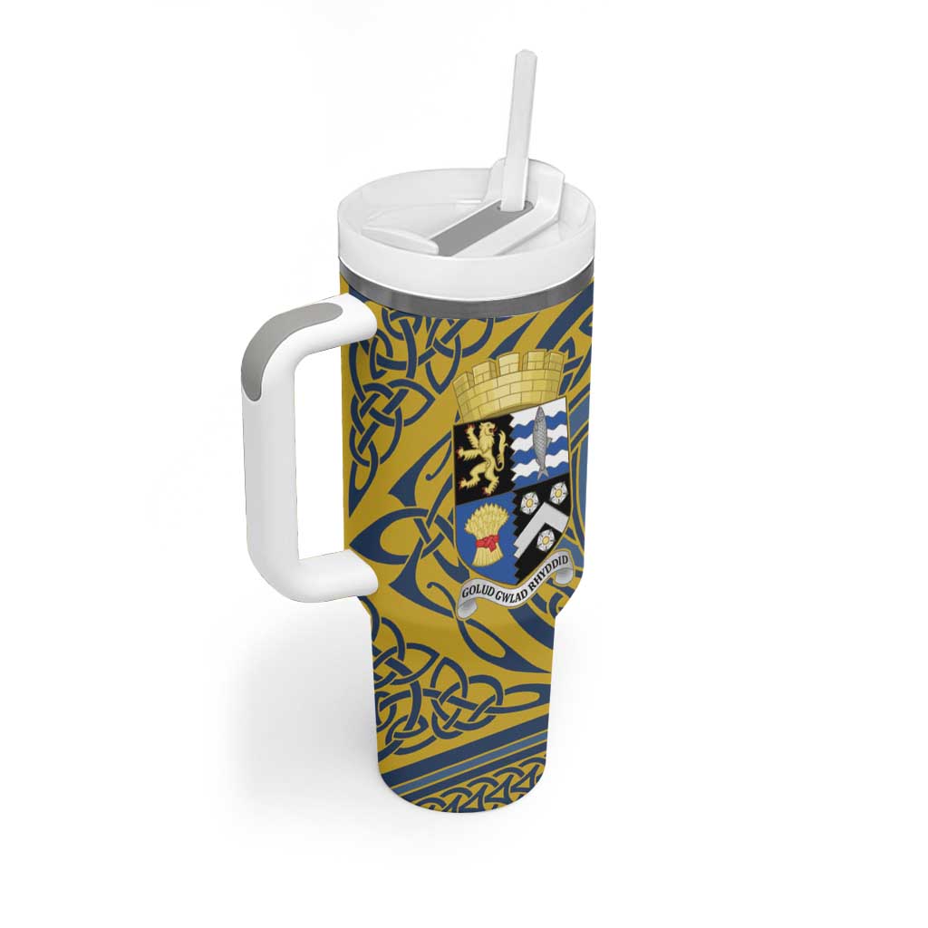 Personalized Cardiganshire Wales Tumbler With Handle Ceredigion Coat of Arms Celtic Design - Wonder Print Shop