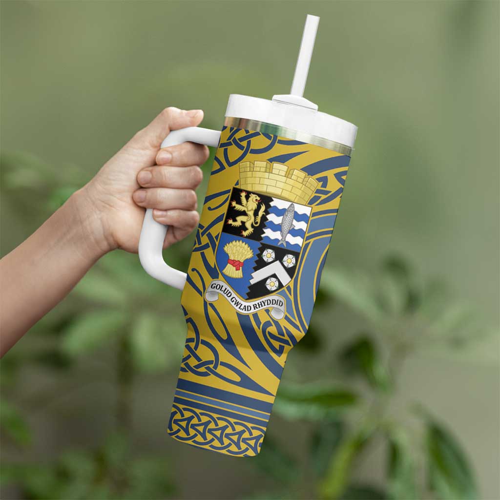 Personalized Cardiganshire Wales Tumbler With Handle Ceredigion Coat of Arms Celtic Design - Wonder Print Shop
