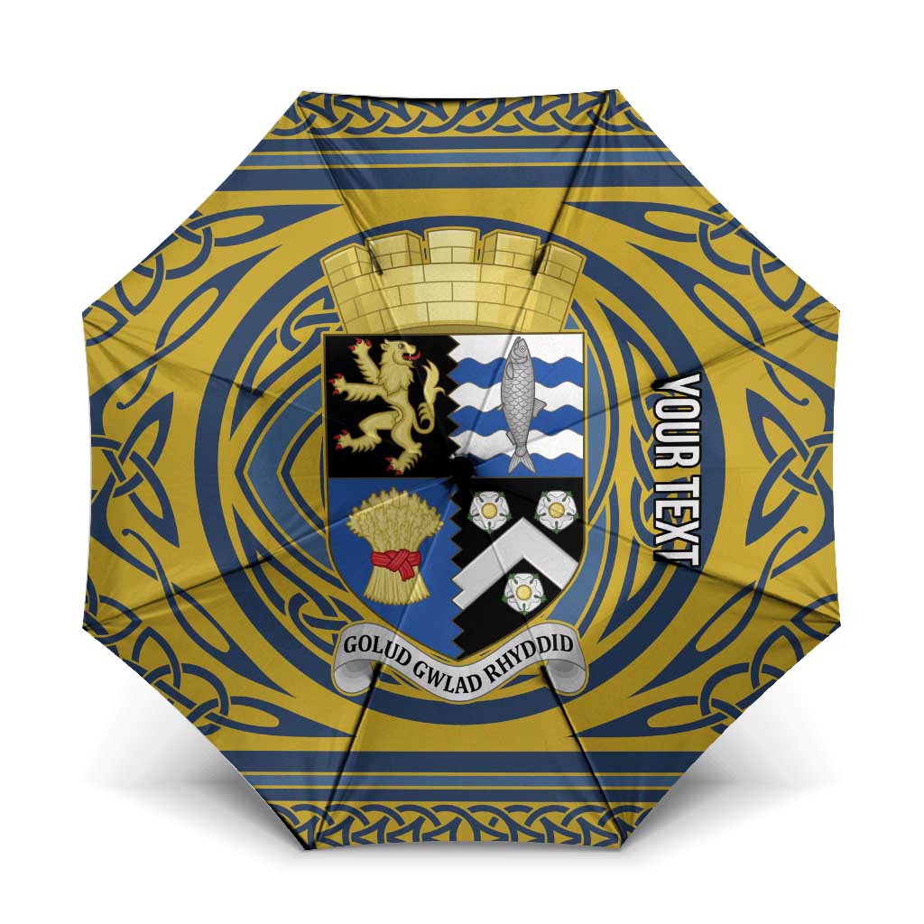 Personalized Cardiganshire Wales Umbrella Ceredigion Coat of Arms Celtic Design - Wonder Print Shop