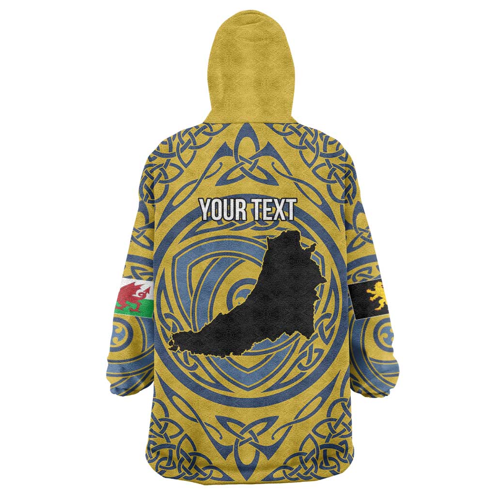 Personalized Cardiganshire Wales Wearable Blanket Hoodie Ceredigion Coat of Arms Celtic Design - Wonder Print Shop