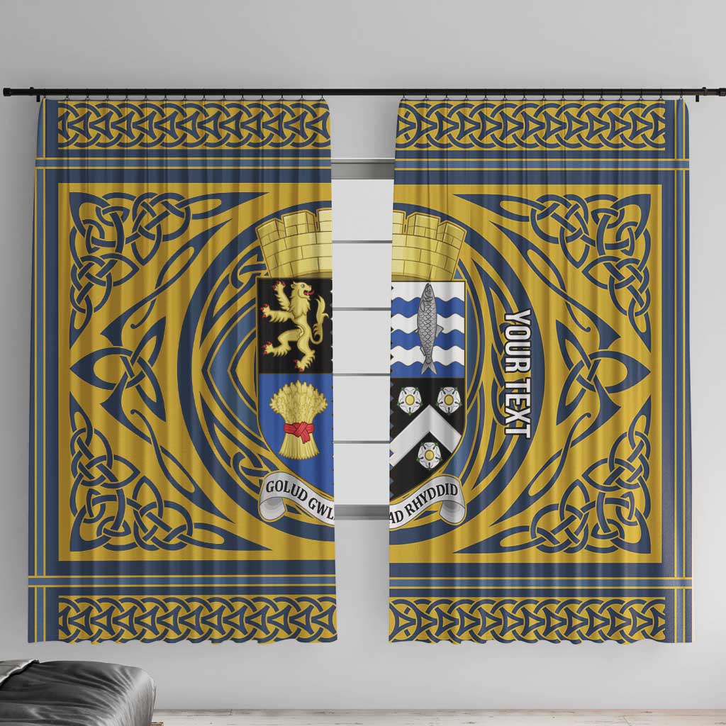 Personalized Cardiganshire Wales Window Curtain Ceredigion Coat of Arms Celtic Design - Wonder Print Shop