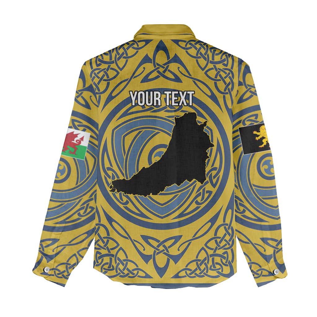 Personalized Cardiganshire Wales Women Casual Shirt Ceredigion Coat of Arms Celtic Design - Wonder Print Shop