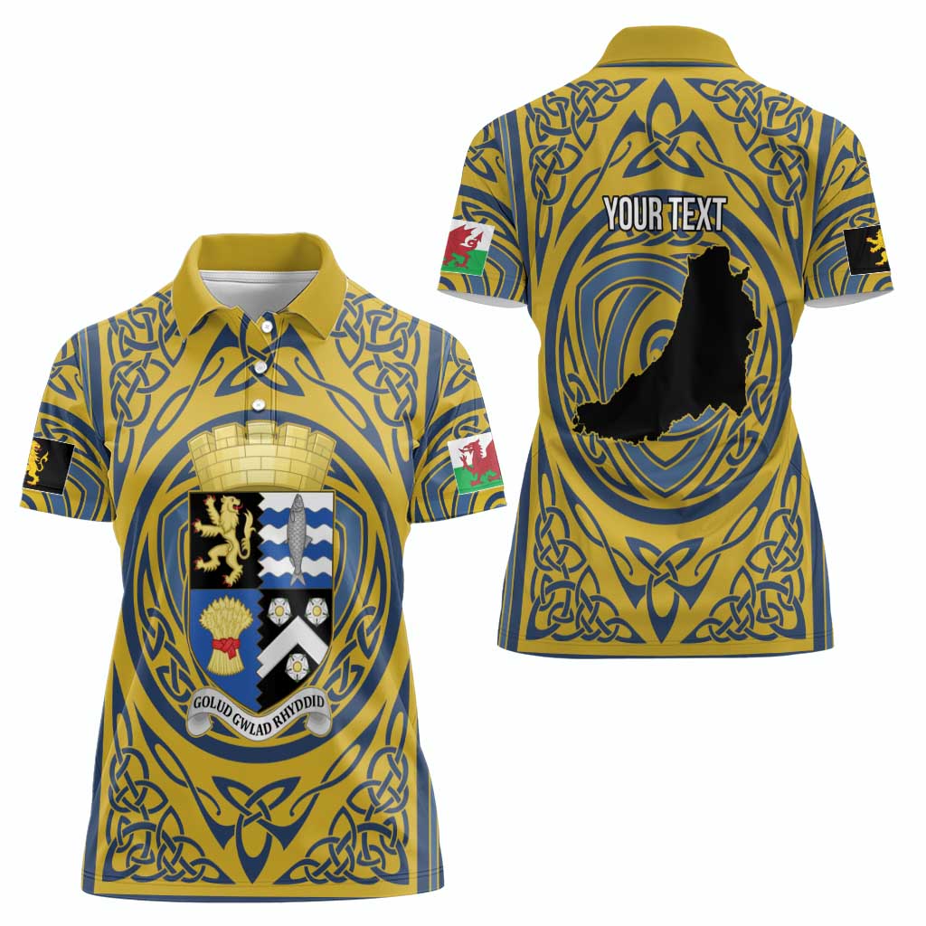 Personalized Cardiganshire Wales Women Polo Shirt Ceredigion Coat of Arms Celtic Design - Wonder Print Shop