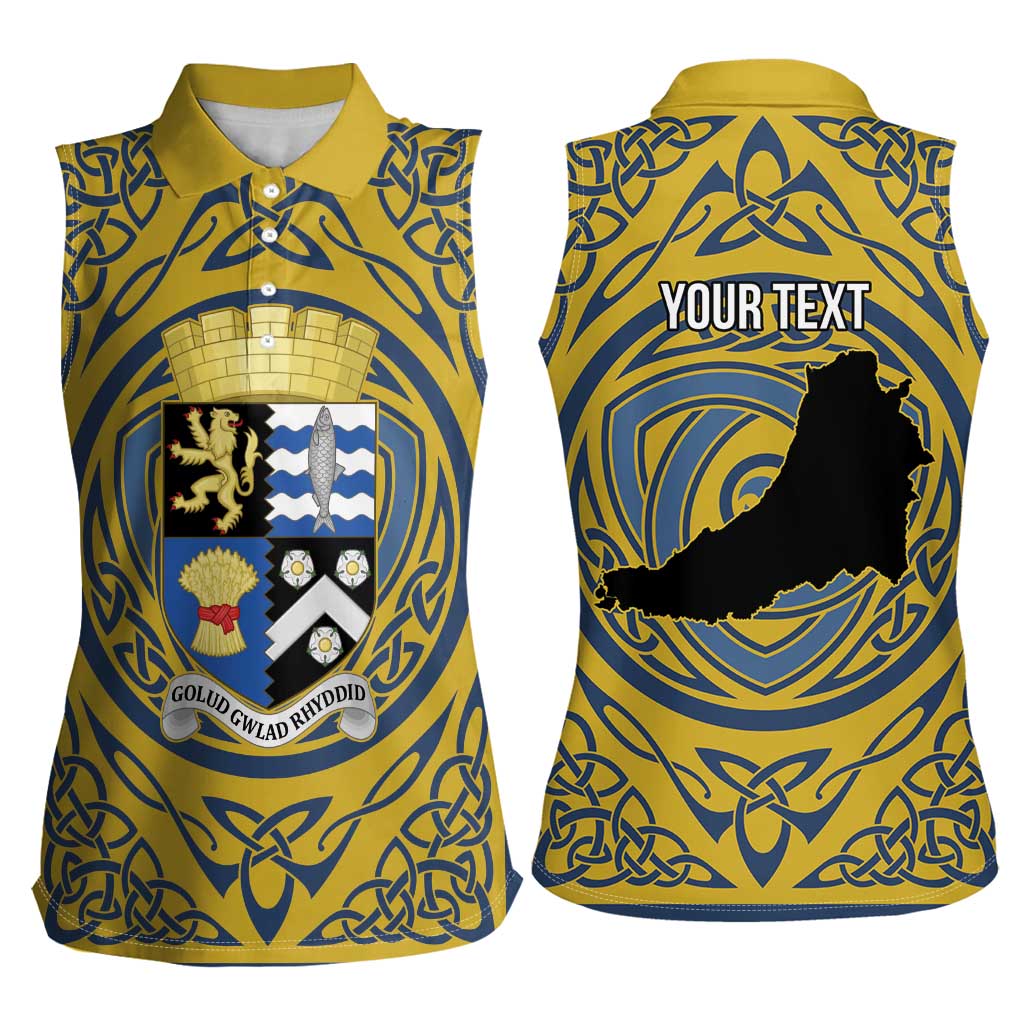 Personalized Cardiganshire Wales Women Sleeveless Polo Shirt Ceredigion Coat of Arms Celtic Design - Wonder Print Shop