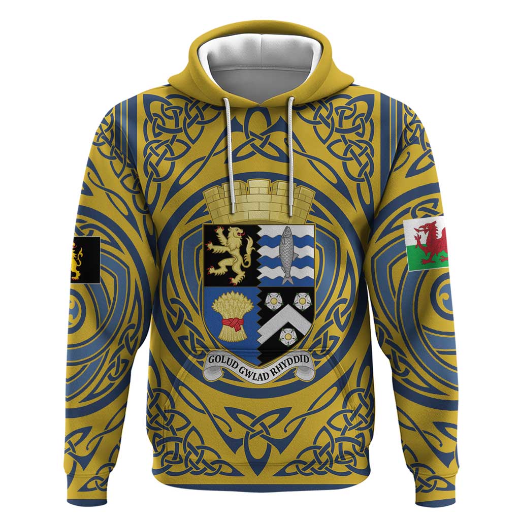Personalized Cardiganshire Wales Zip Hoodie Ceredigion Coat of Arms Celtic Design - Wonder Print Shop