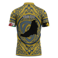 Personalized Cardiganshire Wales Zipper Polo Shirt Ceredigion Coat of Arms Celtic Design - Wonder Print Shop