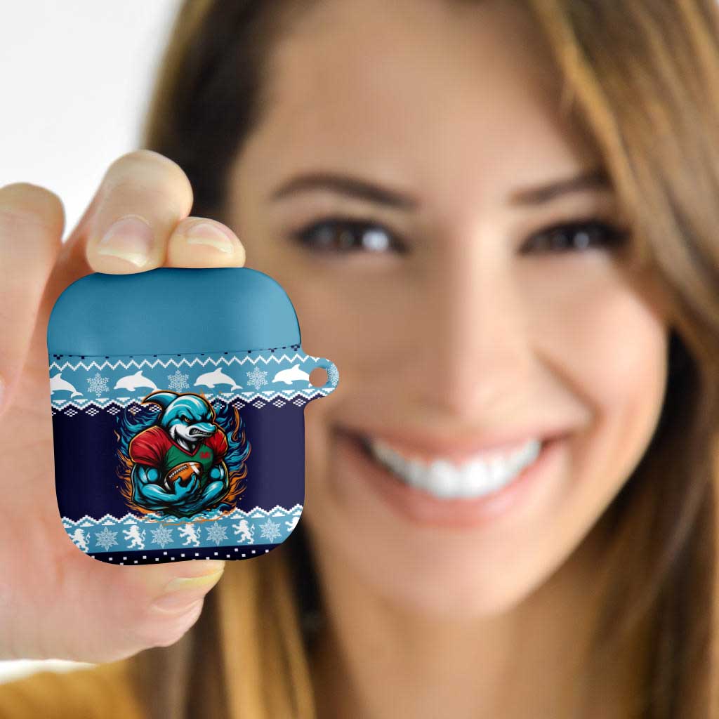Cardiganshire Wales Christmas AirPods Case Cardigan Bay Dolphin Rugby Design - Wonder Print Shop