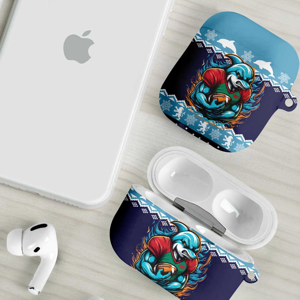 Cardiganshire Wales Christmas AirPods Case Cardigan Bay Dolphin Rugby Design - Wonder Print Shop