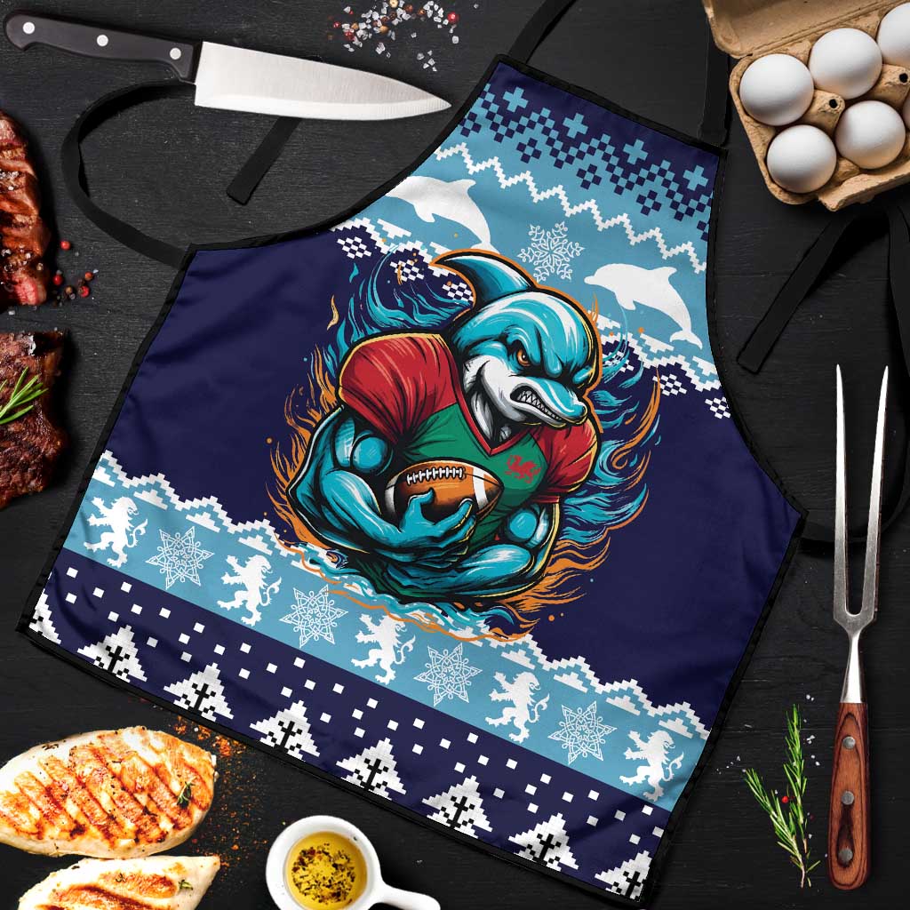 Cardiganshire Wales Christmas Apron Cardigan Bay Dolphin Rugby Design - Wonder Print Shop
