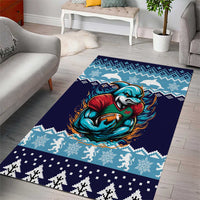 Cardiganshire Wales Christmas Area Rug Cardigan Bay Dolphin Rugby Design - Wonder Print Shop